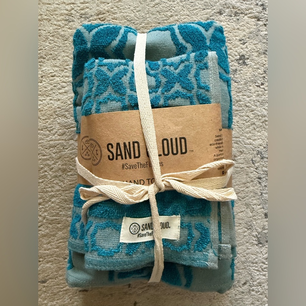 Sand Cloud Turkish Boho Bath Towel Set (4) 100% Cotton NWT Blue / Bay